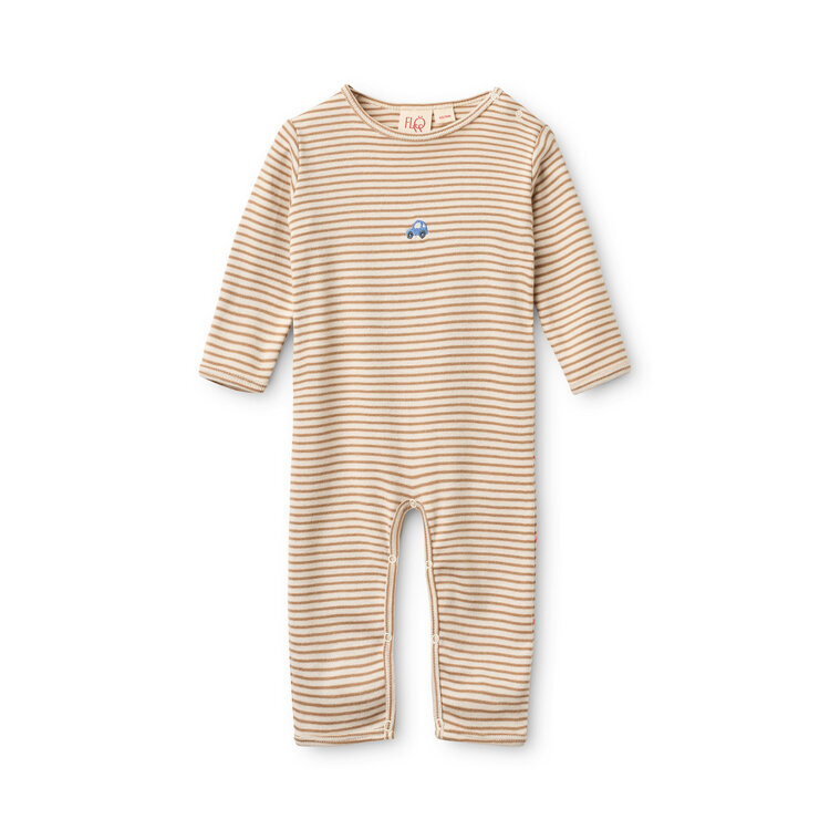 Flöss Fresa Onesie Stripe - Light Brown