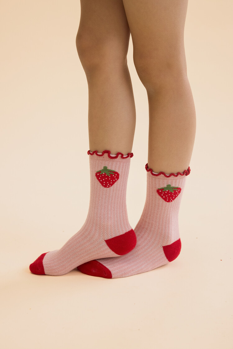 Flöss Vigga Socks 2-pack - Pointelle Berry