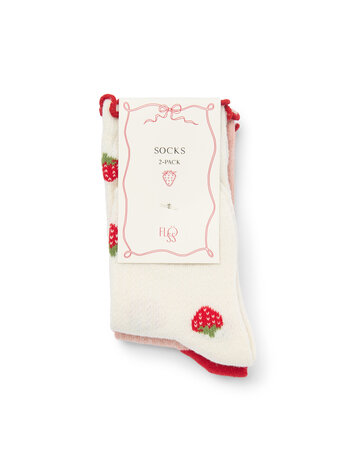 Flöss Vigga Socks 2-pack - Pointelle Berry