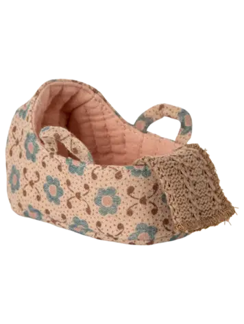 Maileg Carry Cot, Baby Mouse - Rose