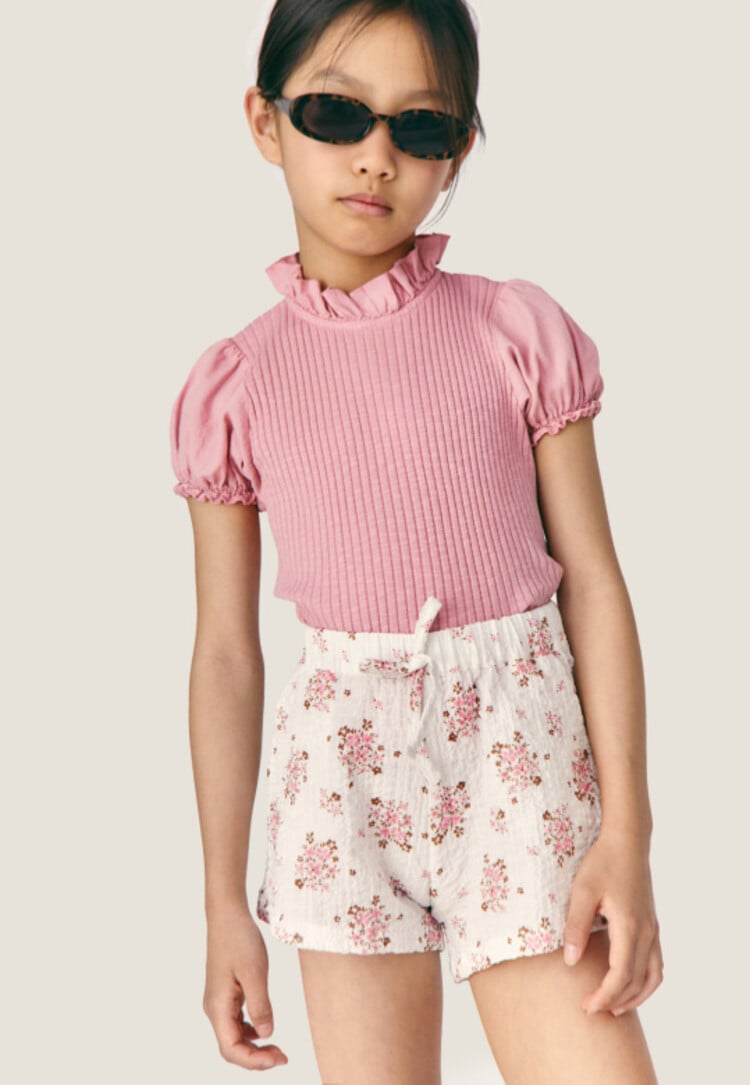 Mipounet Zoe Flammé T-shirt - Ecru/Pink