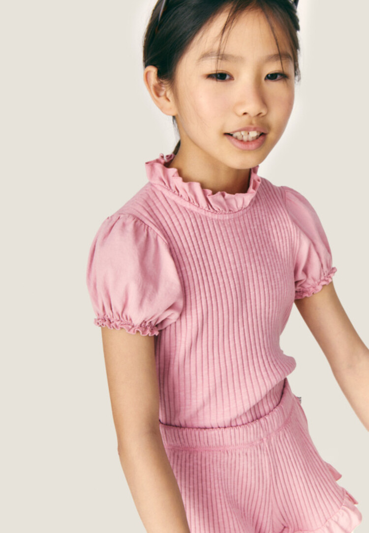 Mipounet Zoe Flammé T-shirt - Ecru/Pink