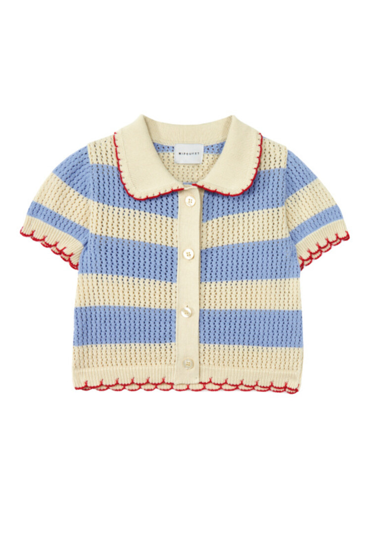 Mipounet Vita Cardigan - Ecru/Blue