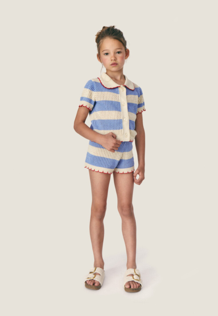 Mipounet Vita Cardigan - Ecru/Blue