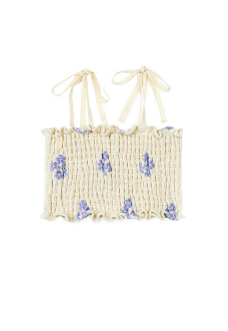 Mipounet Sandrine Top - Ecru/Blue