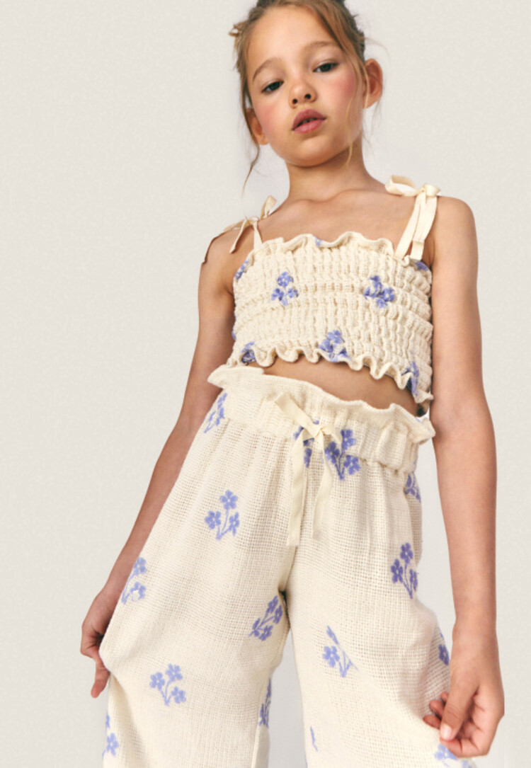 Mipounet Sandrine Top - Ecru/Blue