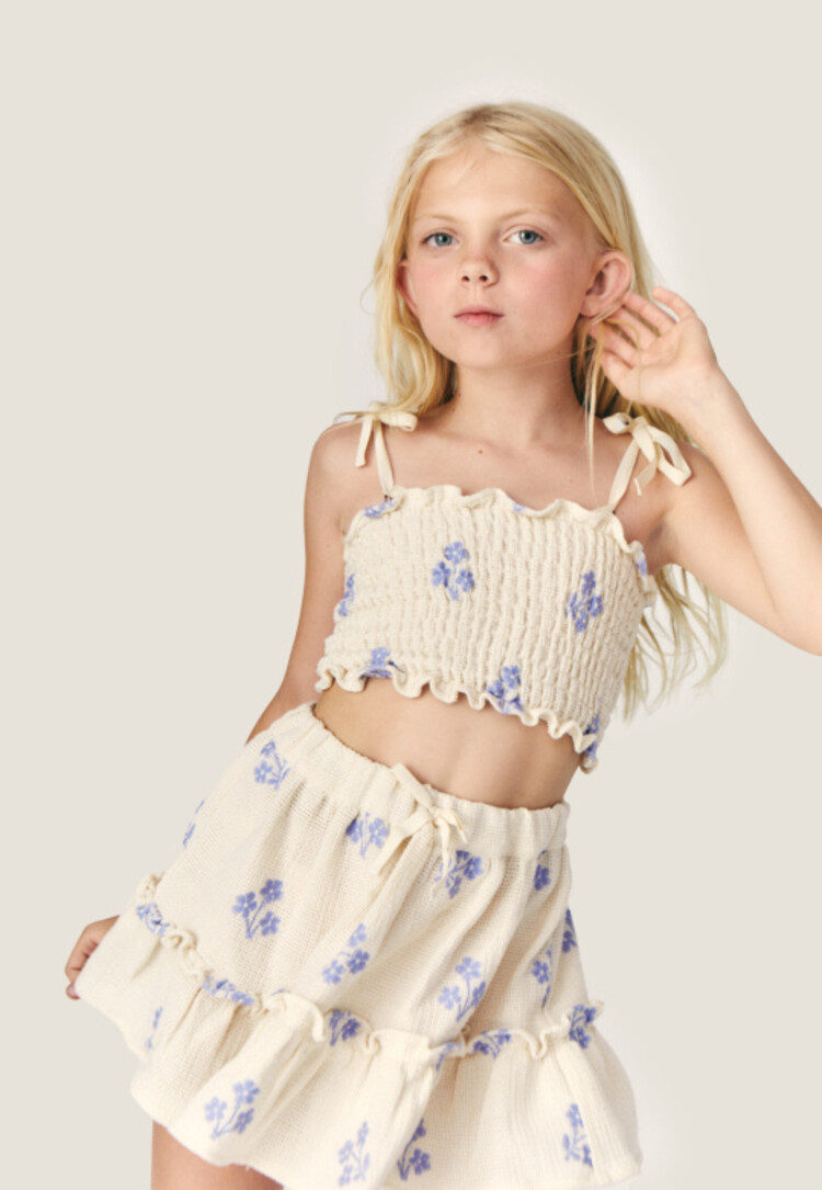 Mipounet Sandrine Top - Ecru/Blue