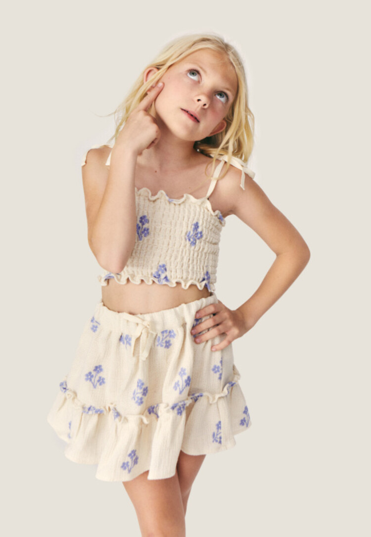 Mipounet Sandrine Top - Ecru/Blue