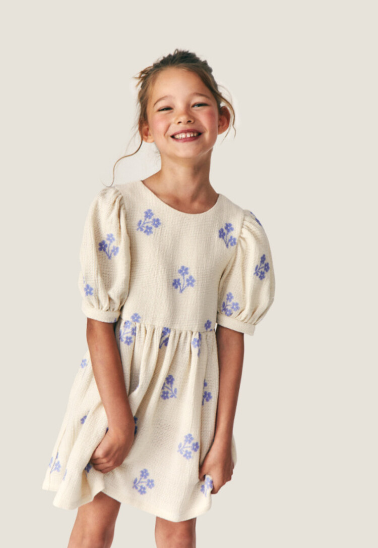 Mipounet Sandrine Dress - Ecru/Blue