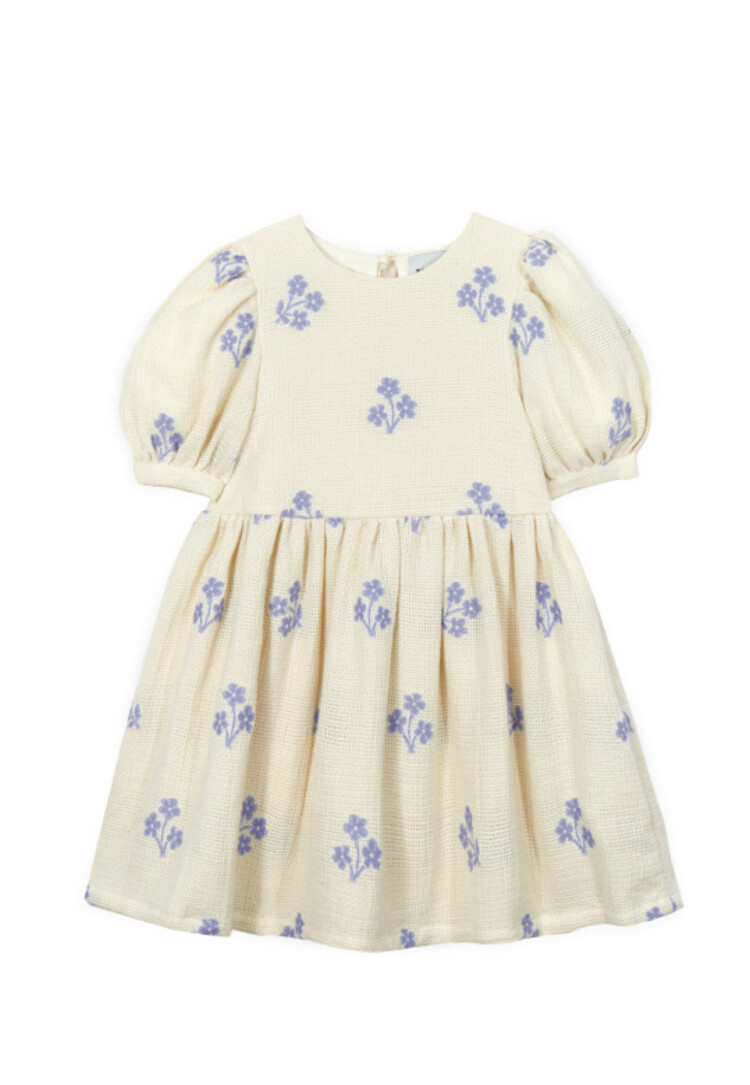 Mipounet Sandrine Dress - Ecru/Blue