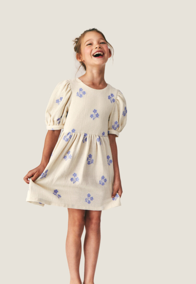 Mipounet Sandrine Dress - Ecru/Blue