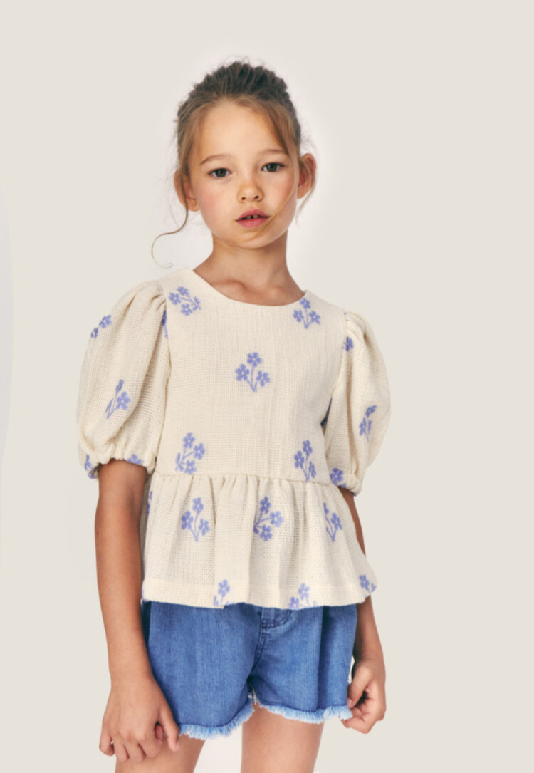 Mipounet Sandrine Blouse - Ecru/Blue