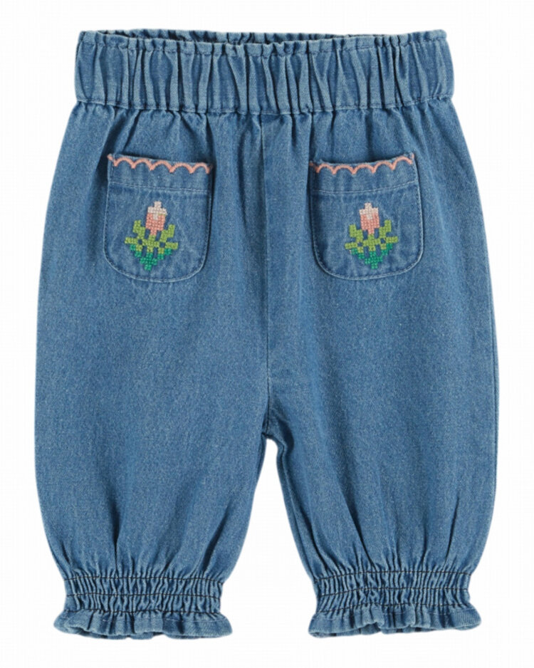 Emile et ida Pantalon Poches Brodees - Denim Light
