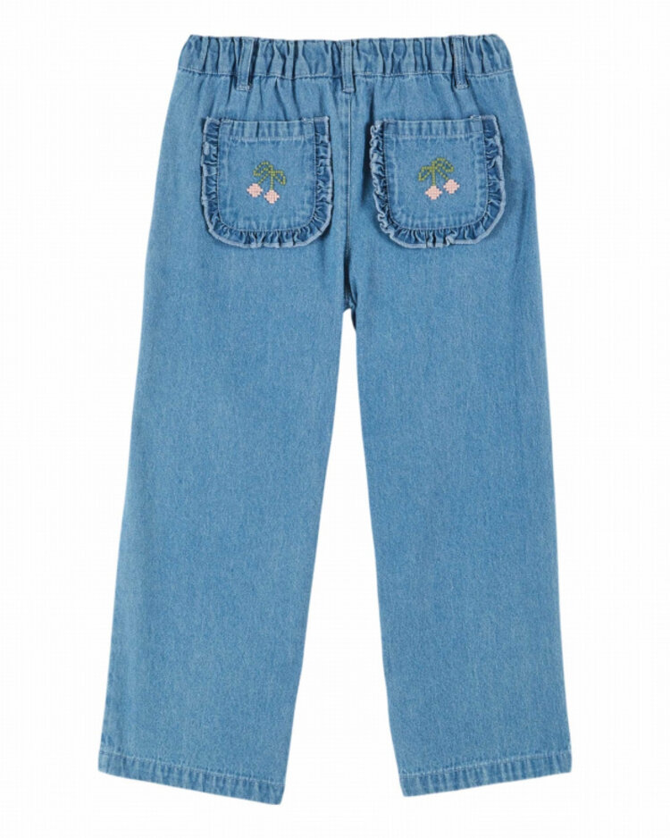 Emile et ida Pantalon Poches Cerises - Denim Light