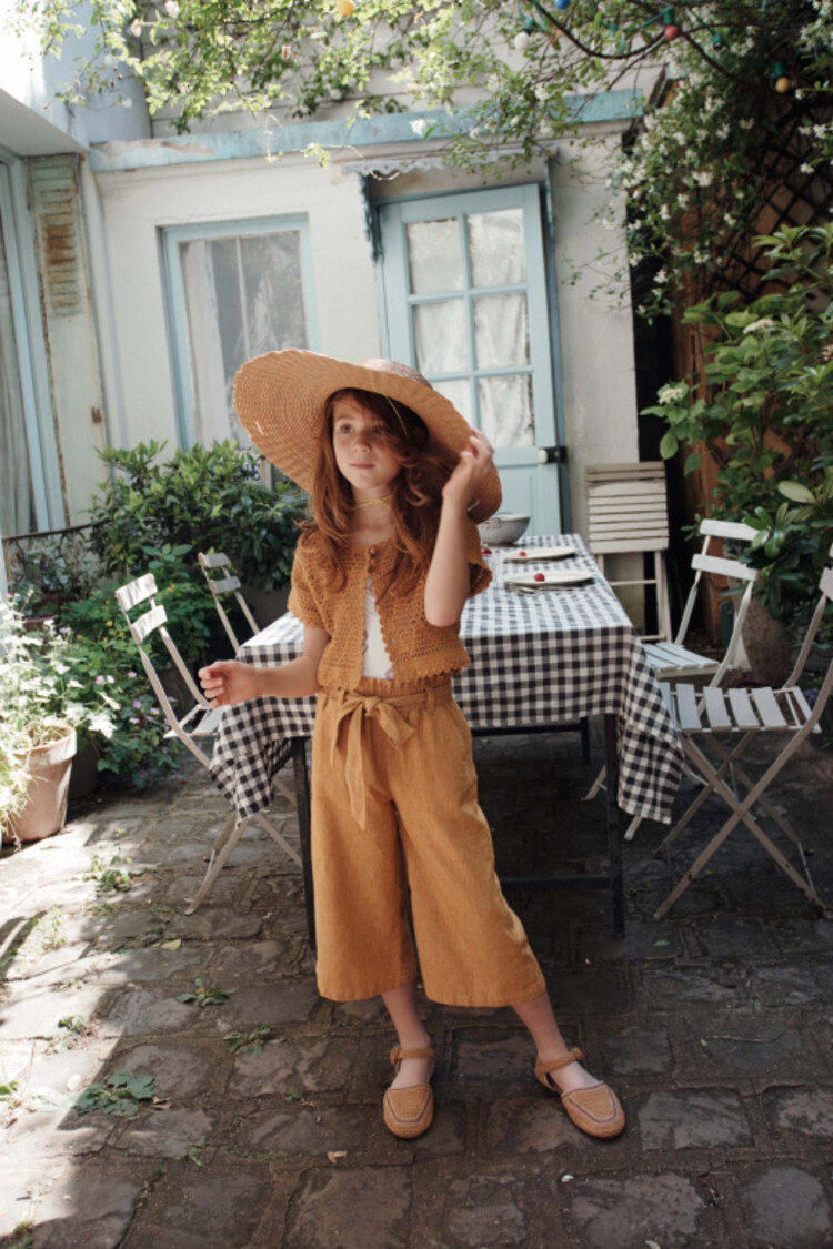 Emile et ida Pantalon Large Ceinture - Moutarde Chine