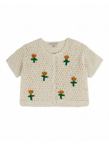 Emile et ida Cardigan Crochet Fruits - Creme