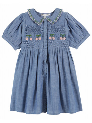 Emile et ida Robe Brodee Smocks Main - Chambray