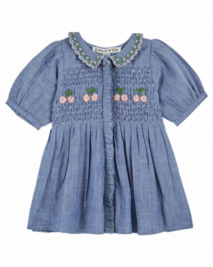 Emile et ida Robe Brodee Smocks Main - Chambray
