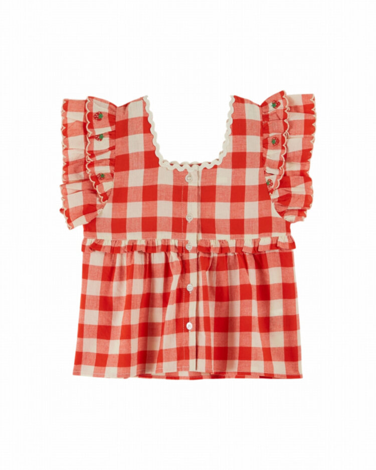 Emile et ida Blouse Brodee Carreau - Vichy Rouge