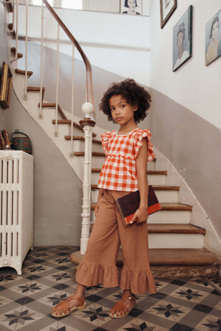 Emile et ida Blouse Brodee Carreau - Vichy Rouge