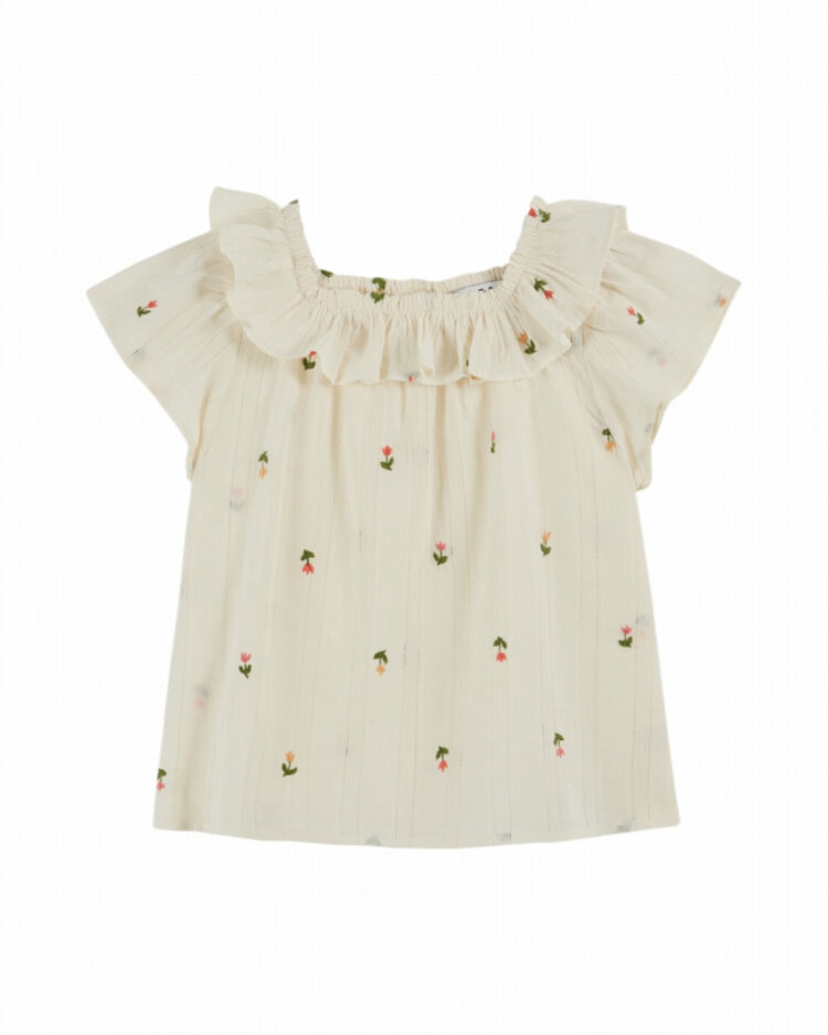 Emile et ida Blouse Brodee All Over - Creme