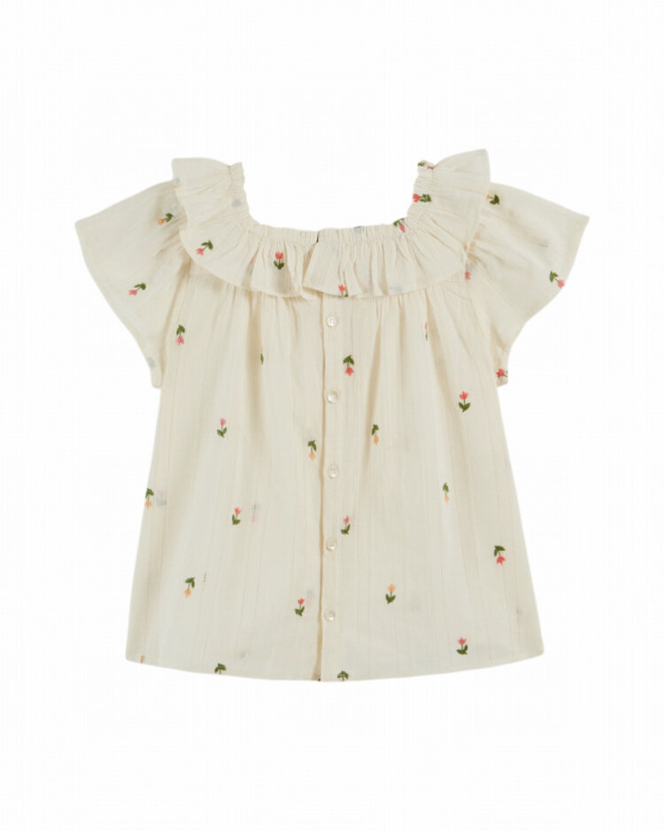 Emile et ida Blouse Brodee All Over - Creme