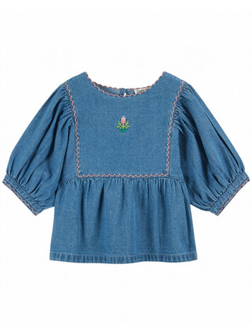 Emile et ida Blouse Brodee - Denim Light