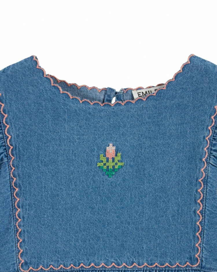 Emile et ida Blouse Brodee - Denim Light
