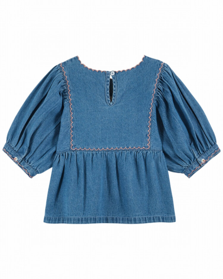 Emile et ida Blouse Brodee - Denim Light