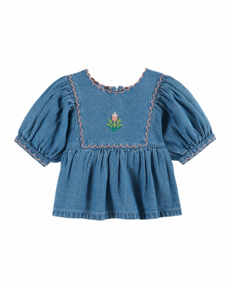Emile et ida Blouse Brodee - Denim Light