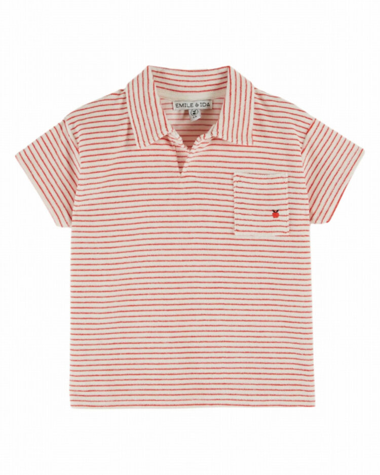 Emile et ida Polo Eponge Raye - Coquelicot