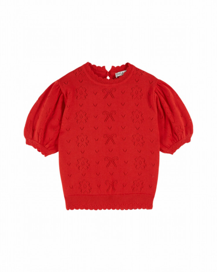 Emile et ida Pullover Ajoure - Coquelicot