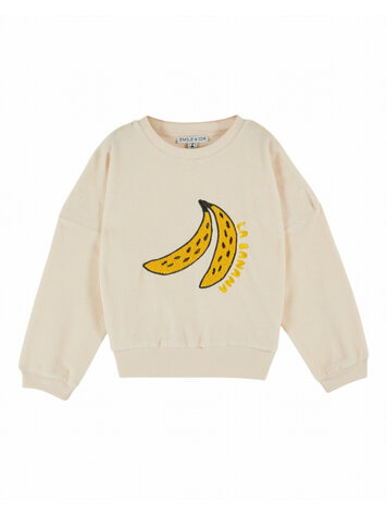 Emile et ida Sweat Brode Banane - Creme
