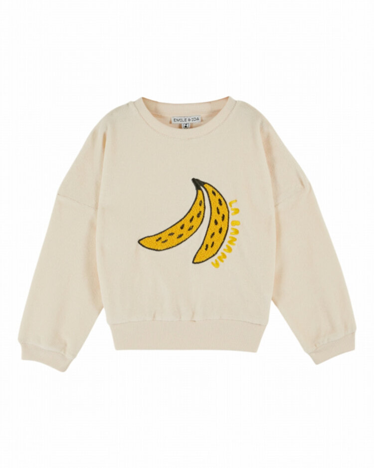 Emile et ida Sweat Brode Banane - Creme