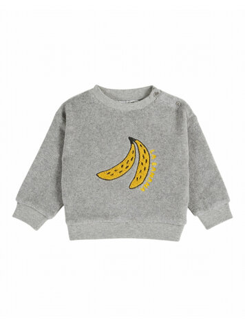 Emile et ida Sweat Brode Banane - Gris Chine