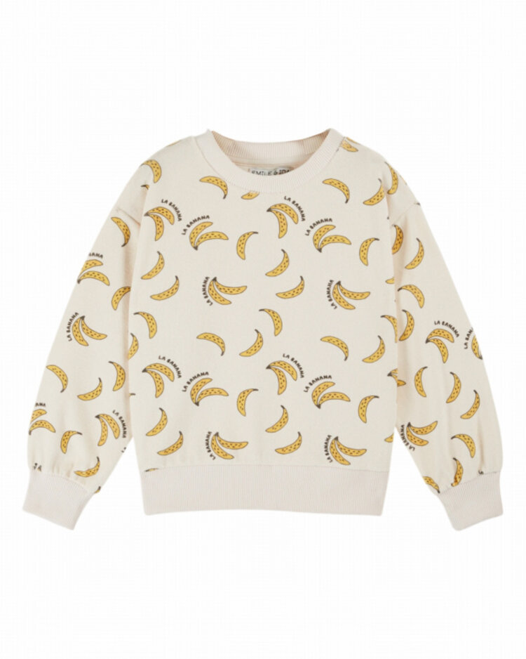 Emile et ida Sweat Eponge Imprime - Banane Creme
