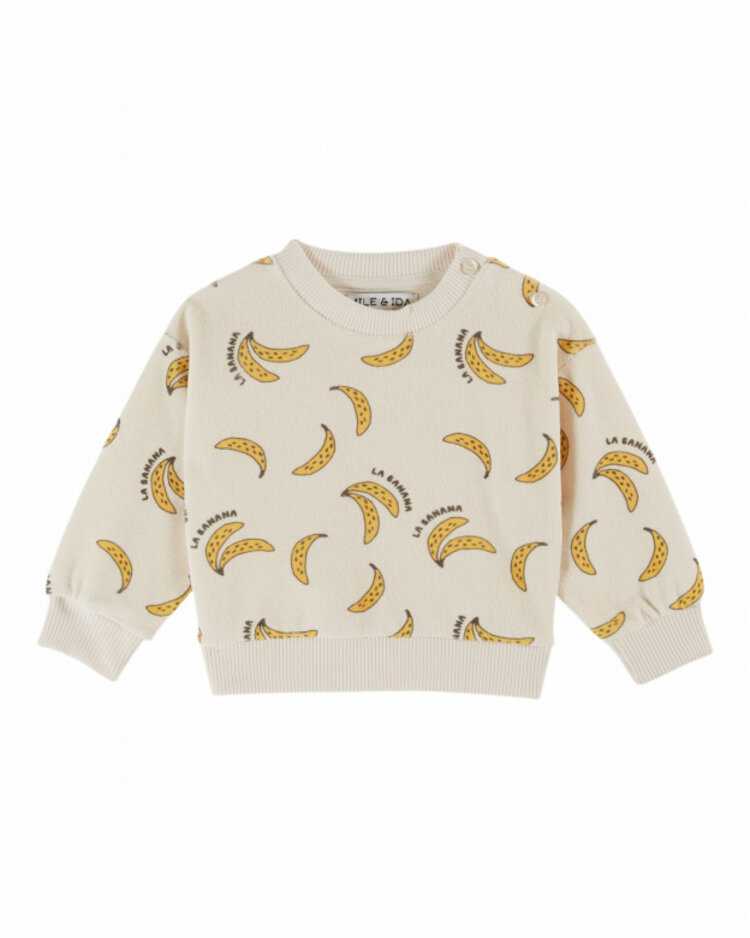 Emile et ida Sweat Eponge Imprime - Banane Creme