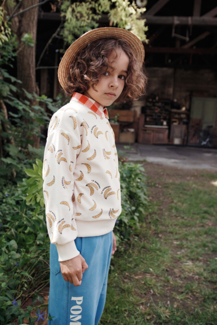 Emile et ida Sweat Eponge Imprime - Banane Creme