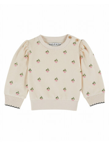 Emile et ida Sweat Eponge Imprime - Cerisette Creme