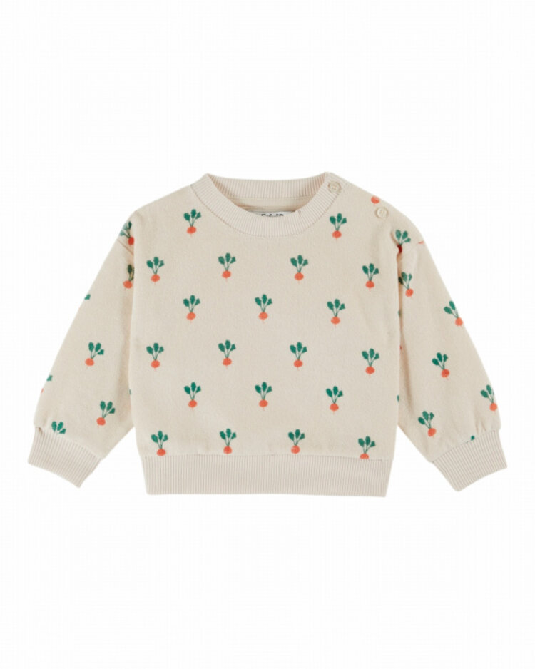 Emile et ida Sweat Eponge Imprime - Radis Creme
