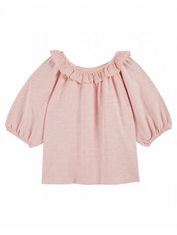 Emile et ida T-shirt Jersey Flamme Brode - Macaron