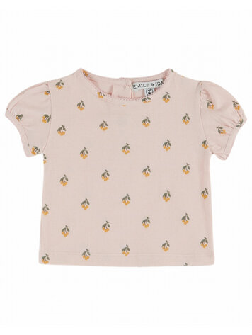 Emile et ida T-shirt Picote Imprime - Cerisette Rose