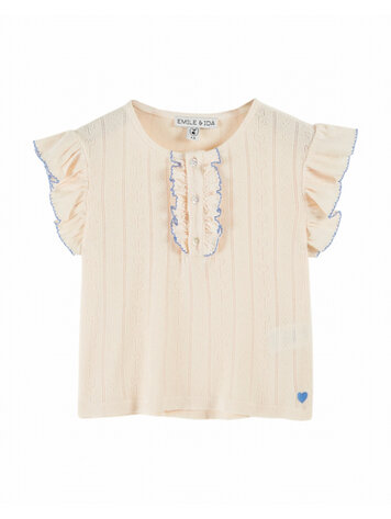Emile et ida T-shirt Pointelle - Creme