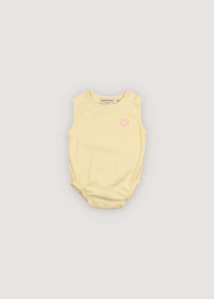 The New Society Smiley Baby Romper - Soft Lemon