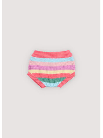 The New Society Canela Baby Bloomer - Flamingo Pink Multicolor Stripes