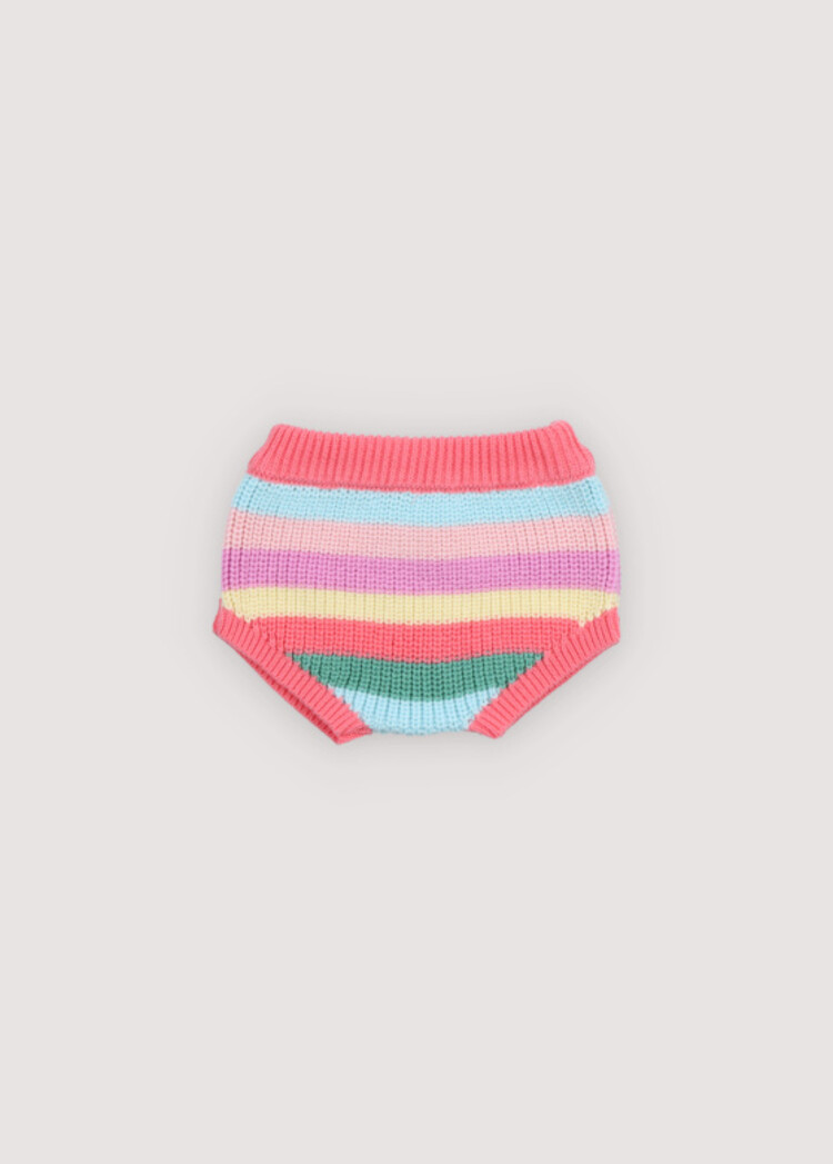 The New Society Canela Baby Bloomer - Flamingo Pink Multicolor Stripes