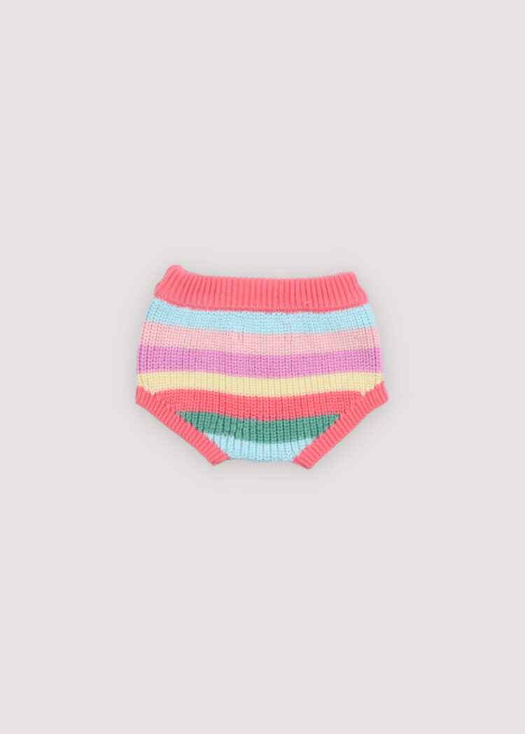 The New Society Canela Baby Bloomer - Flamingo Pink Multicolor Stripes