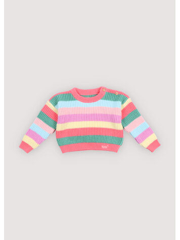 The New Society Canela Baby Jumper - Flamingo Pink Multicolor Stripes