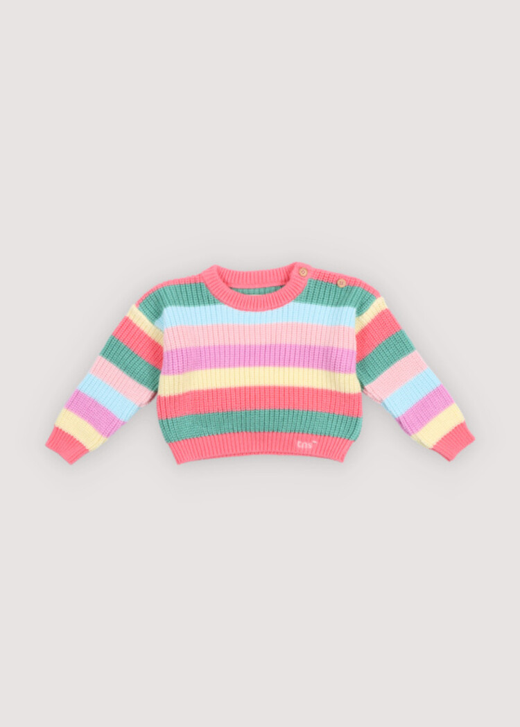 The New Society Canela Baby Jumper - Flamingo Pink Multicolor Stripes