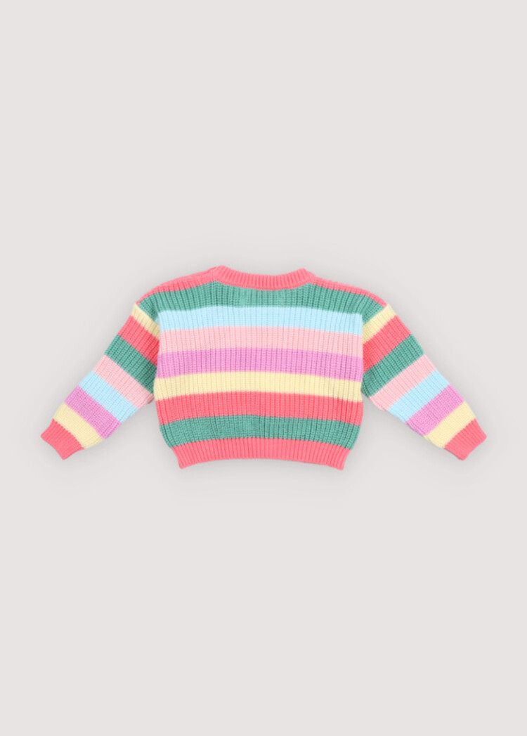 The New Society Canela Baby Jumper - Flamingo Pink Multicolor Stripes